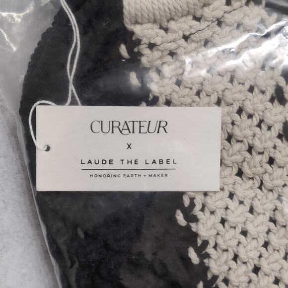 NWT Curateur x Laude The Label Gabby Mini Macrame Bag Wooden Handle Bi-Color - Picture 3 of 5